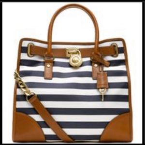 Michael Kors North West Hamilton Navy/White stripe with brand new wallet